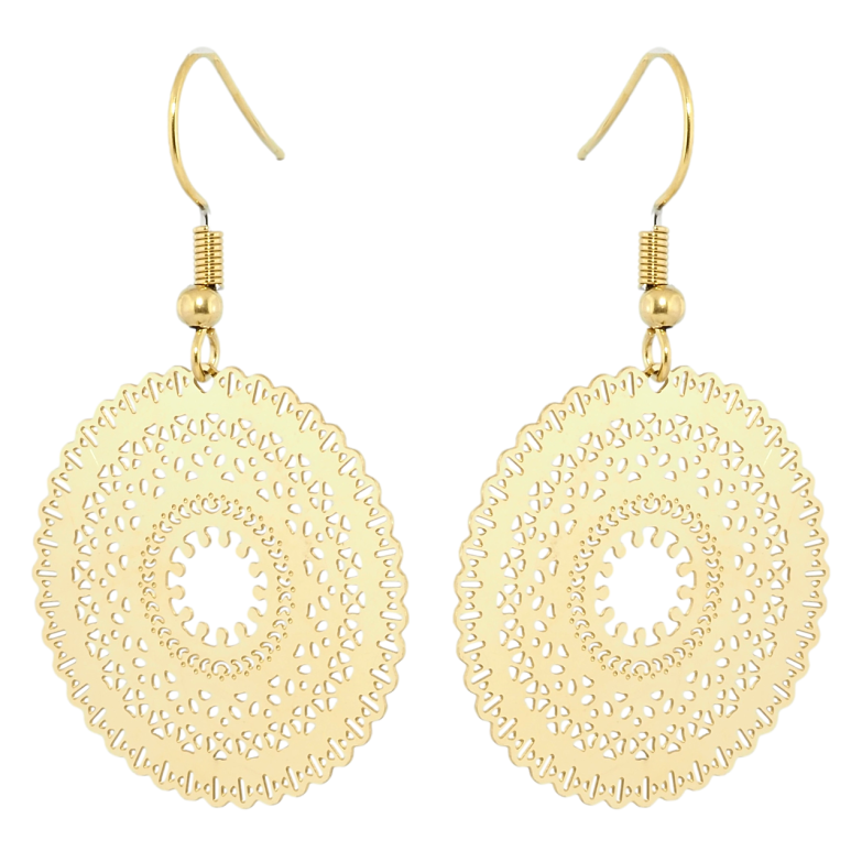 Сережки Xuping TTM Stainless Steel колір 14K французький замок Ажурні підвіски фото №1