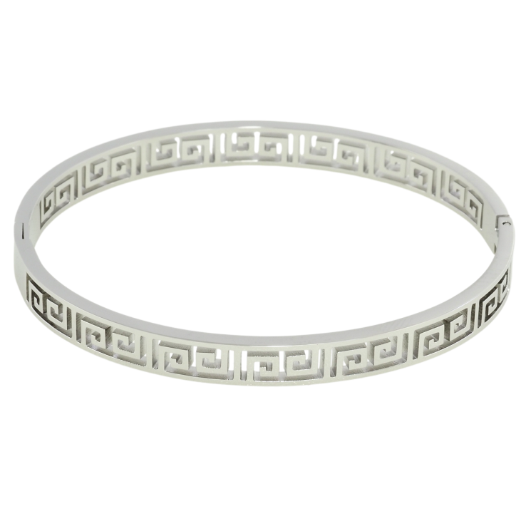 Браслет Xuping ТТМ Stainless Steel колір Родій Грецький орнамент ø 6см фото №17 Браслет Xuping ТТМ Stainless Steel колір Родій Грецький орнамент ø 6см фото №17
