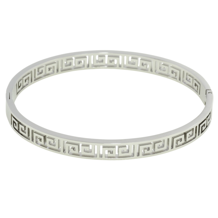 Браслет Xuping ТТМ Stainless Steel цвет Родий Греческий орнамент ø 6см фото №1 Браслет Xuping ТТМ Stainless Steel цвет Родий Греческий орнамент ø 6см фото №1