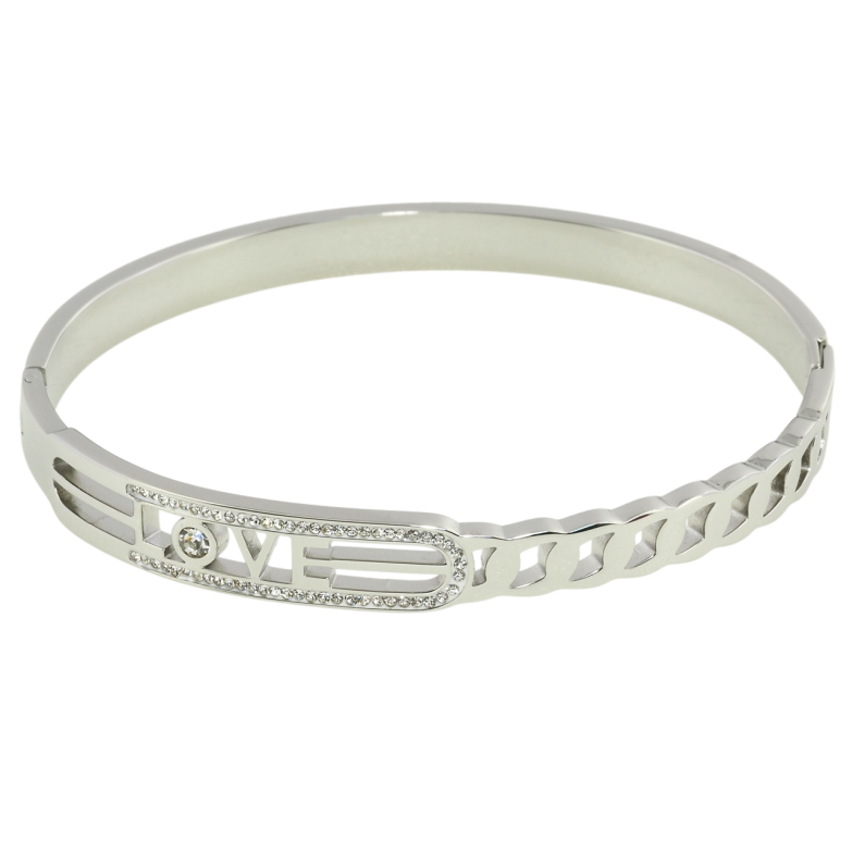 Браслет Xuping ТТМ Stainless Steel колір Родій Love ø 6см фото №1