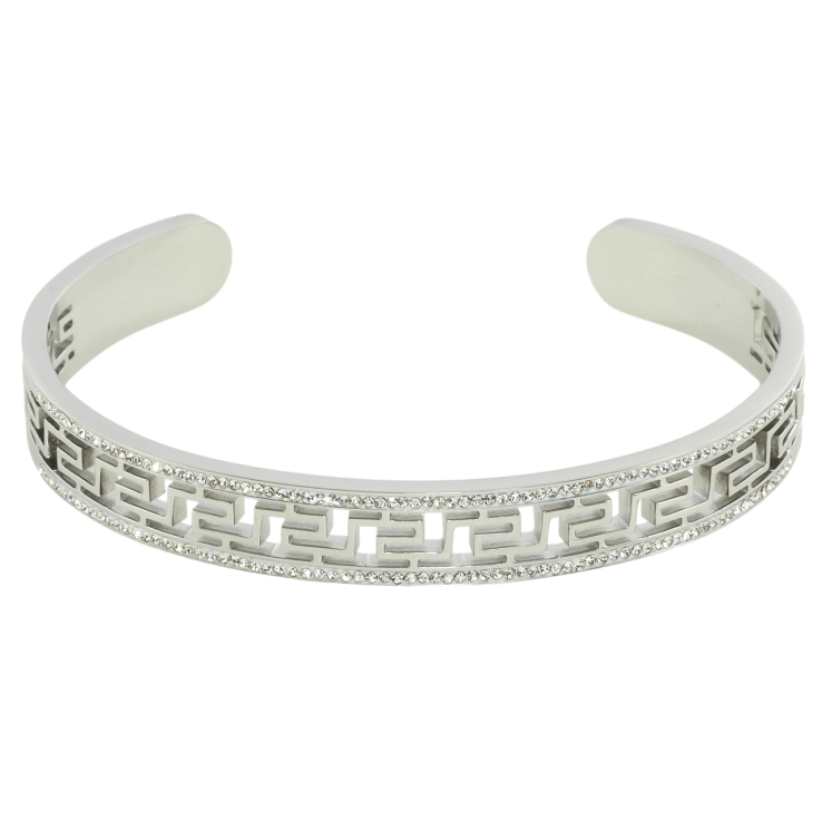 Браслет Xuping ТТМ Stainless Steel цвет Родий Резной узор с дорожками циркония ø 6см фото №24 Браслет Xuping ТТМ Stainless Steel цвет Родий Резной узор с дорожками циркония ø 6см фото №24