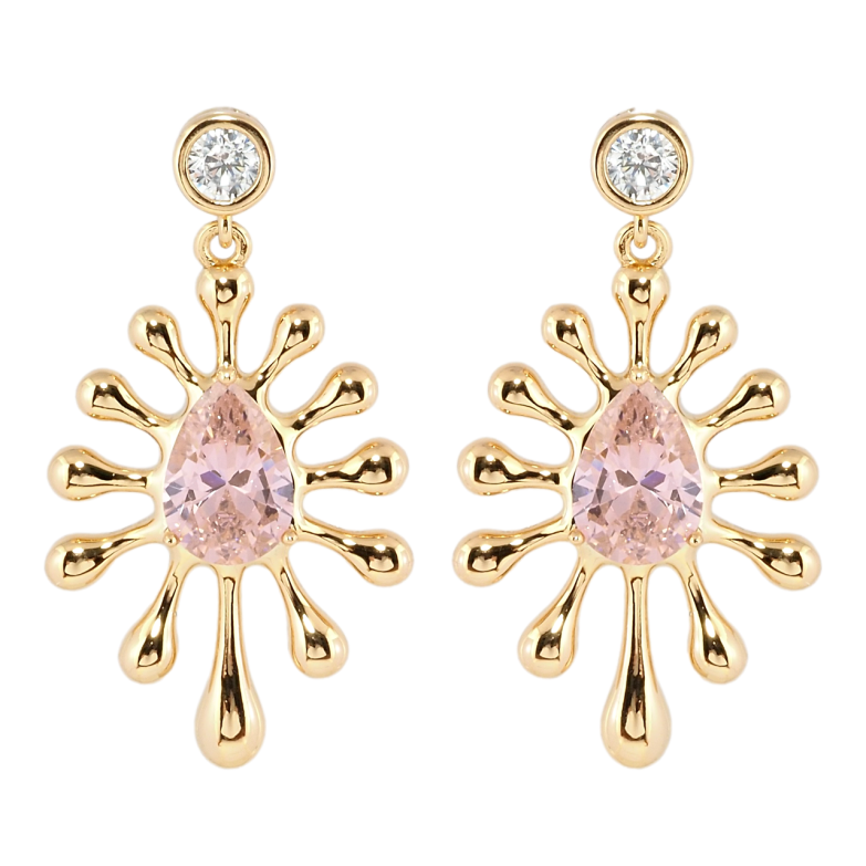 Серьги Xuping Позолота 18K пусеты Декоративные подвески с розовыми фианитами фото №1