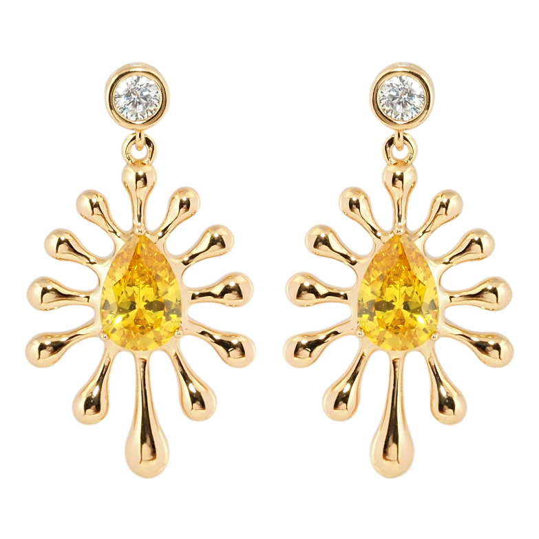 Серьги Xuping Позолота 18K пусеты Декоративные подвески с желтыми фианитами фото №1