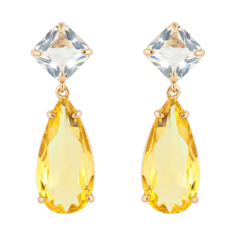 Серьги Xuping Позолота 18K пусеты Кристальные подвески с желтыми фианитами фото №1