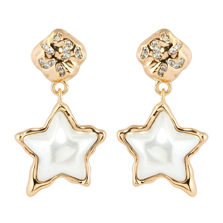Сережки Xuping Позолота 18K пусети Підвіски перламутрові зірки фото №3