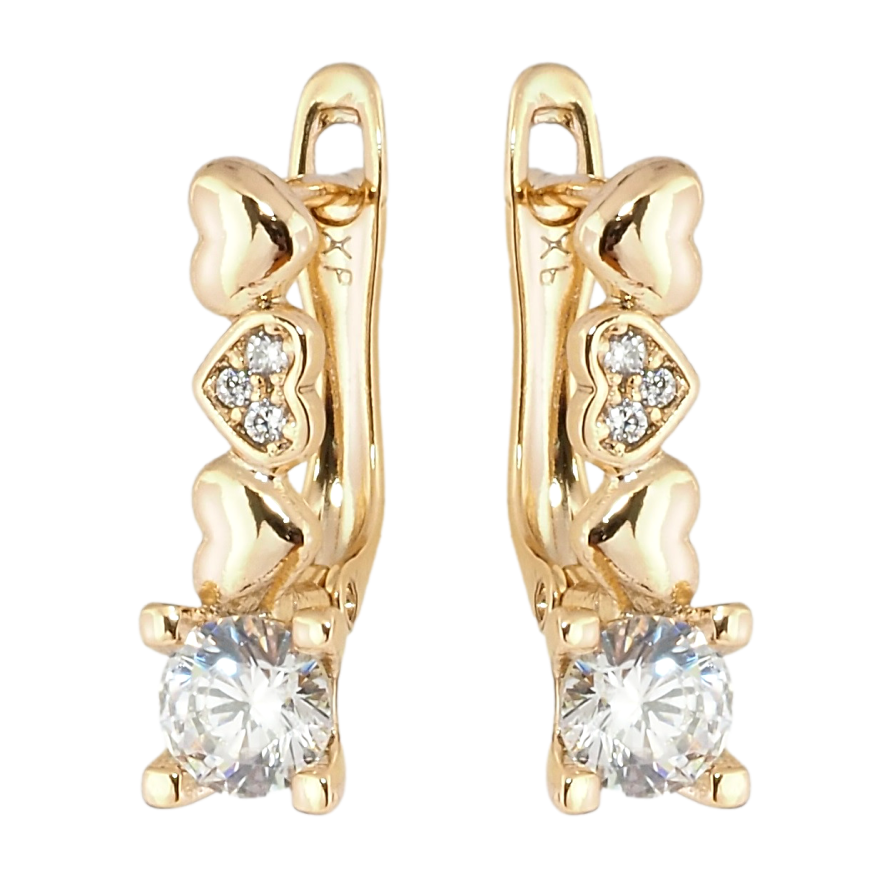 Серьги Xuping Позолота 18K английский замок Сердечки с фианитами фото №1 Серьги Xuping Позолота 18K английский замок Сердечки с фианитами фото №1