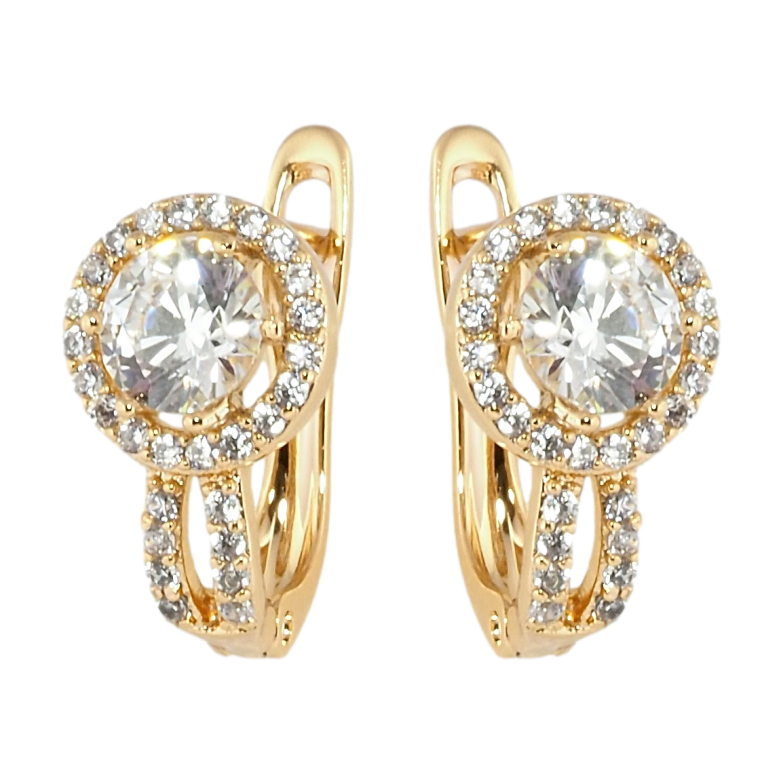 Сережки Xuping Позолота 18K англійський замок Кристальний блиск фото №1 Сережки Xuping Позолота 18K англійський замок Кристальний блиск фото №1