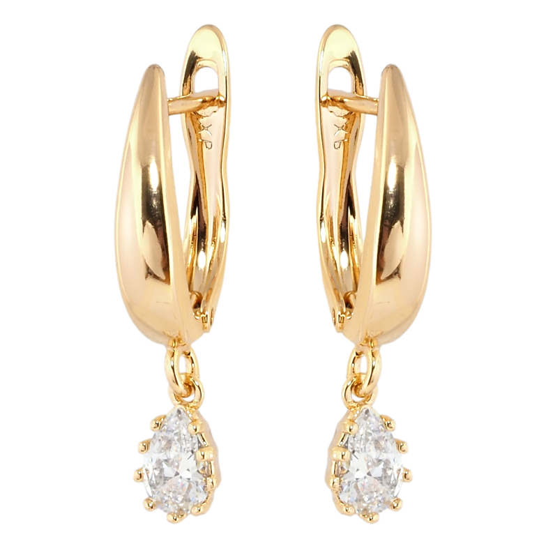 Сережки Xuping Позолота 18K англійський замок Підвіски кристальні крапельки фото №1