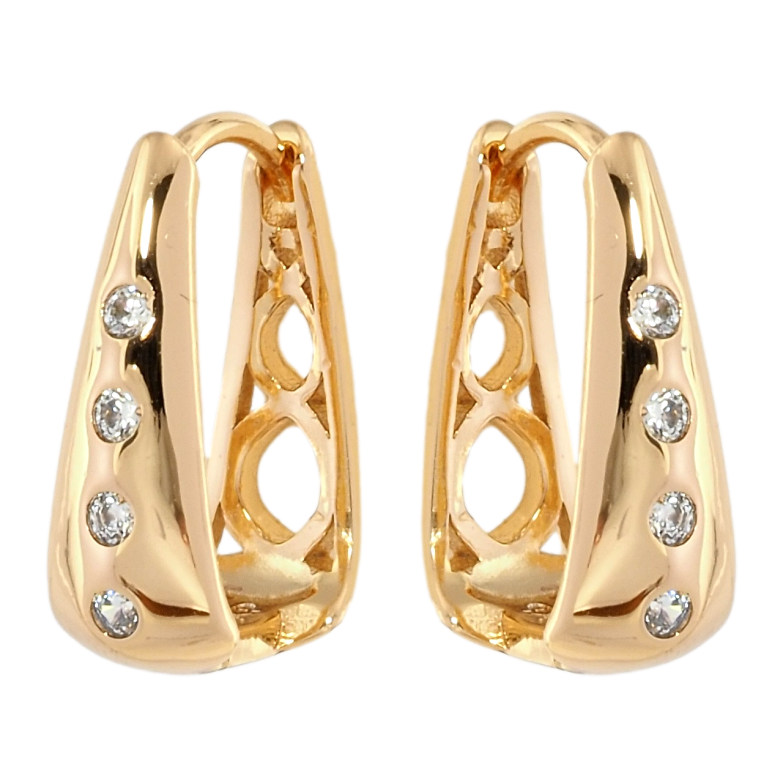 Сережки Xuping Позолота 18K колечка Вставки цирконію фото №1