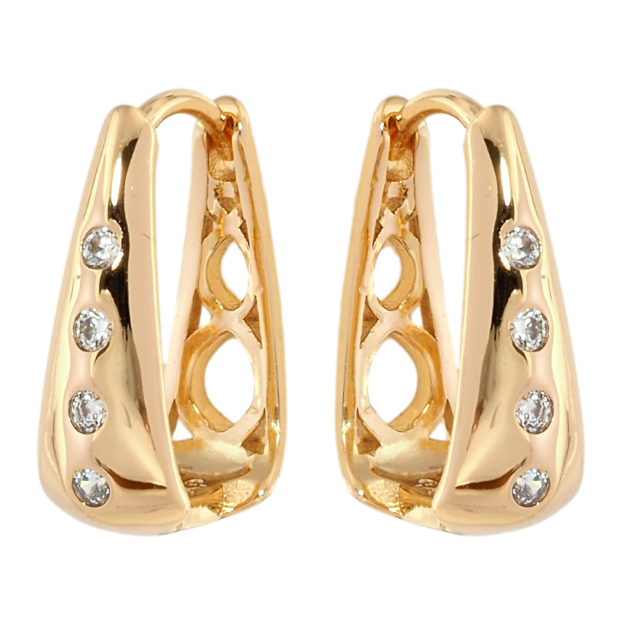 Серьги Xuping Позолота 18K колечки Вставки циркония фото №1 Серьги Xuping Позолота 18K колечки Вставки циркония фото №1