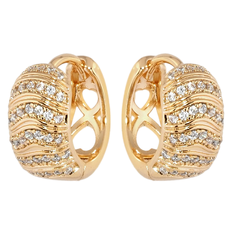 Серьги Xuping Позолота 18K колечки Инкрустация цирконием фото №1