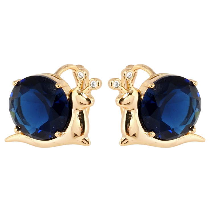 Серьги Xuping Позолота 18K колечки Улитки с синими фианитами фото №14