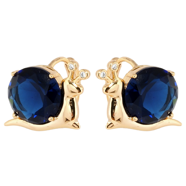 Серьги Xuping Позолота 18K колечки Улитки с синими фианитами фото №1