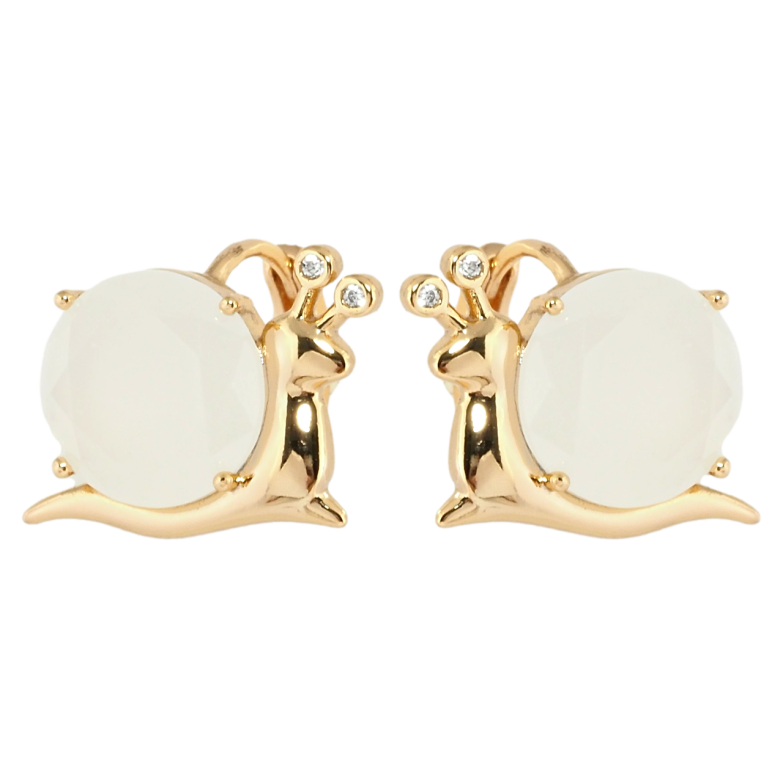 Серьги Xuping Позолота 18K колечки Улитки с белыми фианитами фото №1