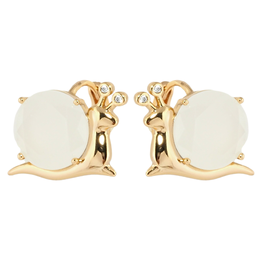 Серьги Xuping Позолота 18K колечки Улитки с белыми фианитами фото №1