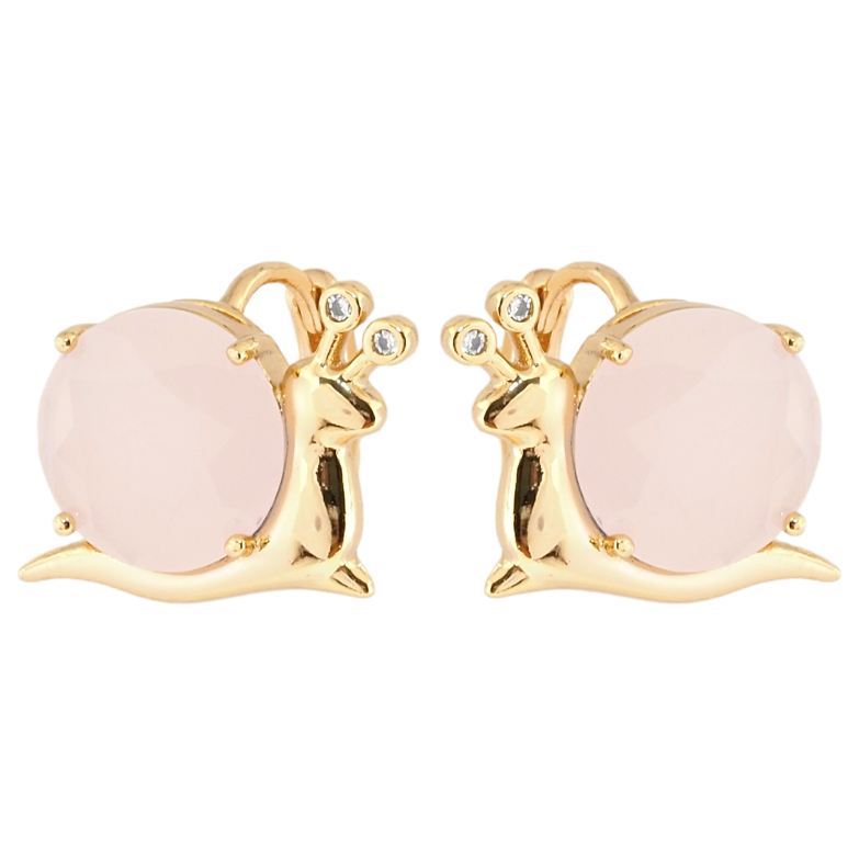 Серьги Xuping Позолота 18K колечки Улитки с розовыми фианитами фото №1