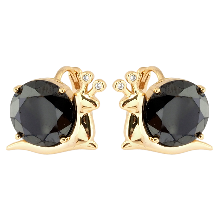 Серьги Xuping Позолота 18K колечки Улитки с черными фианитами фото №12