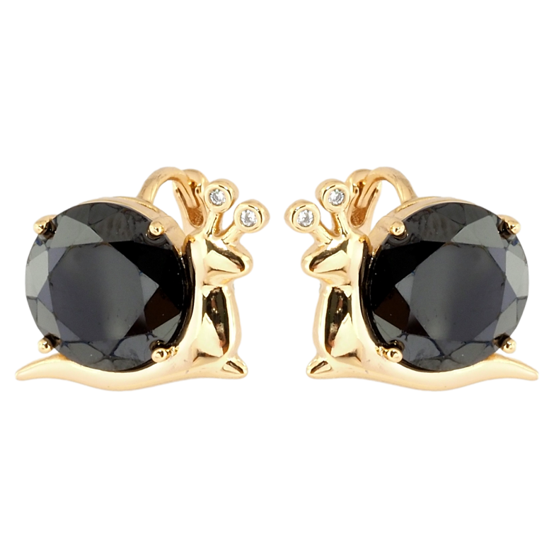 Сережки Xuping Позолота 18K колечка Равлики з чорними фіанітами фото №1