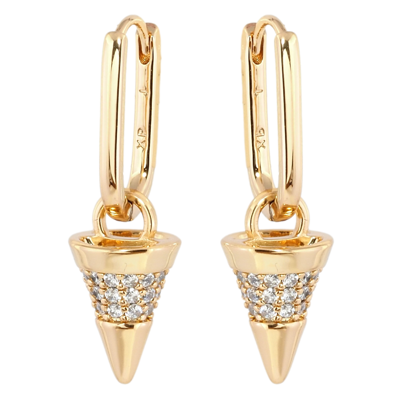 Серьги Xuping Позолота 18K подвески на колечках Конусы с цирконием 2 в 1 фото №1