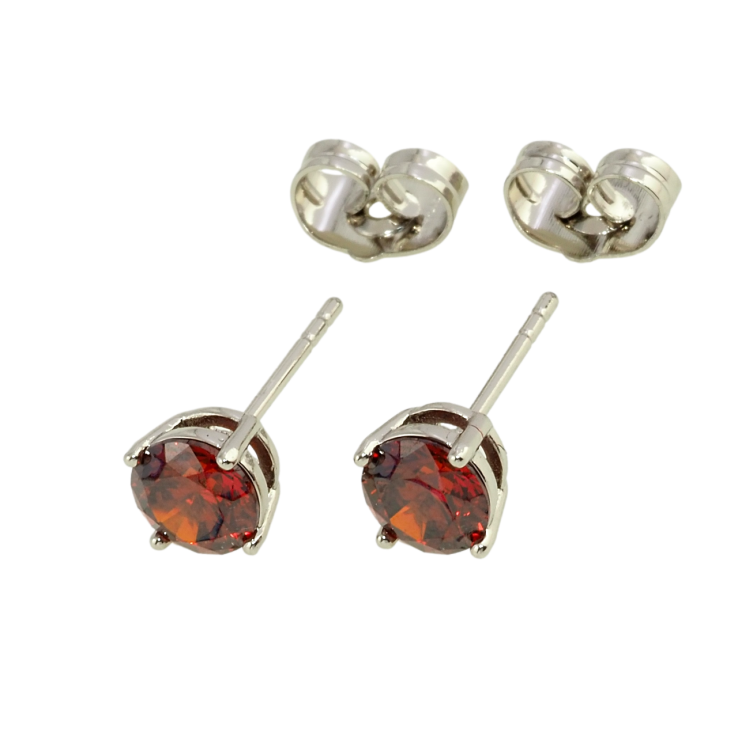 Серьги Xuping Родий пусеты Красные фианиты в 4-х крапановой оправе ø 6мм фото №5 Серьги Xuping Родий пусеты Красные фианиты в 4-х крапановой оправе ø 6мм фото №5