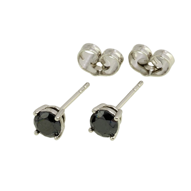 Серьги Xuping Родий пусеты Черные фианиты в 4-х крапановой оправе ø 5мм фото №15