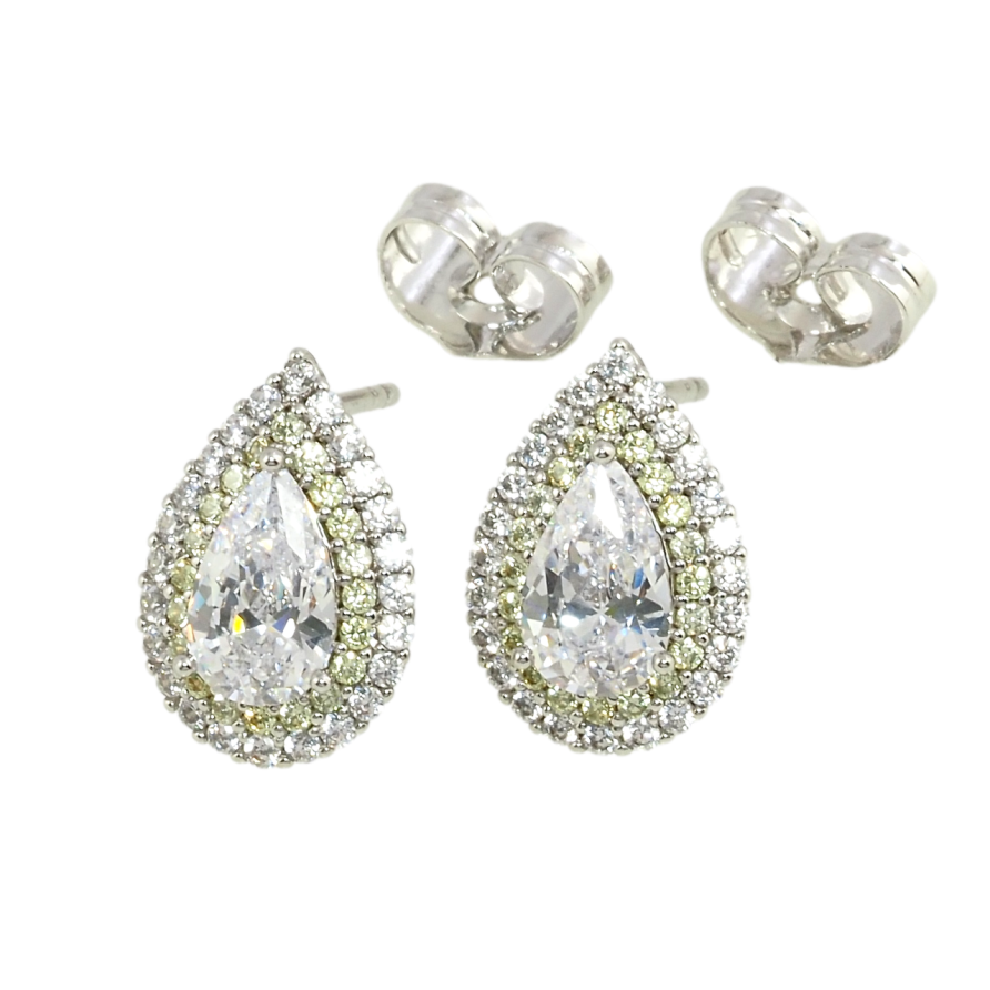 Сережки Xuping Родій пусети Краплинки інкрустація цирконієм фото №1