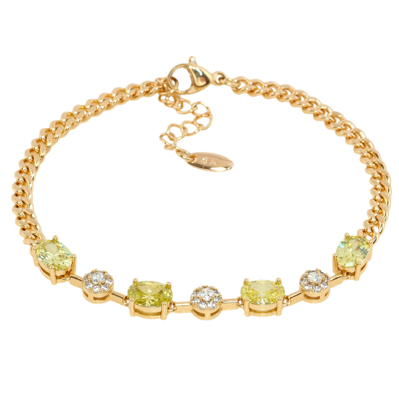 Браслет Xuping Позолота 18K Цепочка с вставкой из желтых фианитов длина с доп.цеп. 17.5-20.5см х 4мм фото №2