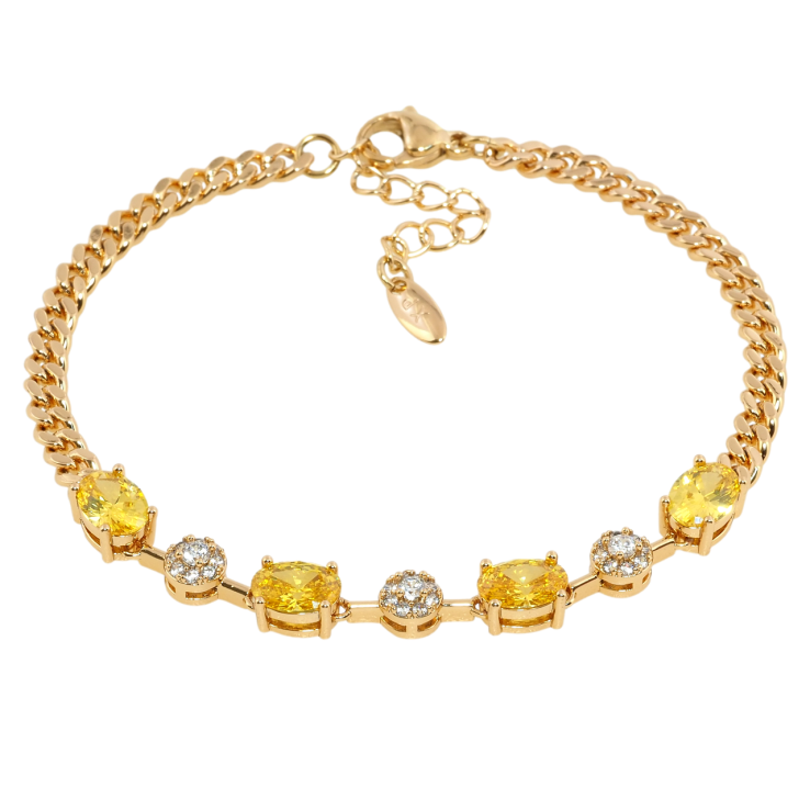 Браслет Xuping Позолота 18K Ланцюжок зі вставкою з жовтих фіанітів довжина з дод. ланцюжком 17.5-20.5см х 4мм фото №9 Браслет Xuping Позолота 18K Ланцюжок зі вставкою з жовтих фіанітів довжина з дод. ланцюжком 17.5-20.5см х 4мм фото №9