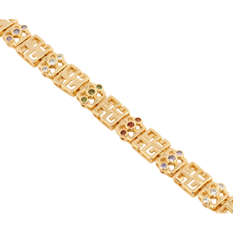 Браслет Xuping Позолота 18K Декоративный узор с цветным цирконием длина с доп.замком 17.5,19.5см х 7мм фото №1 Браслет Xuping Позолота 18K Декоративный узор с цветным цирконием длина с доп.замком 17.5,19.5см х 7мм фото №1