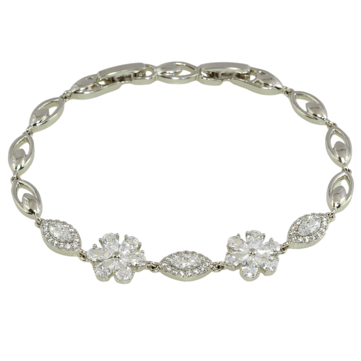 Браслет Xuping Родий Кристальные цветочки размер с доп. замком 17,19см х 5мм фото №4 Браслет Xuping Родий Кристальные цветочки размер с доп. замком 17,19см х 5мм фото №4