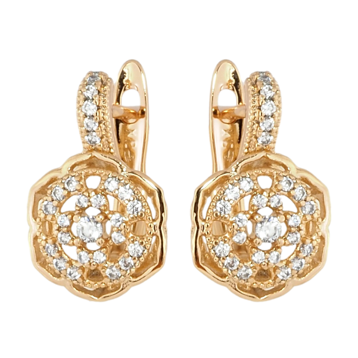 Серьги Xuping Позолота 18K английский замок Цветы инкрустация цирконием фото №23