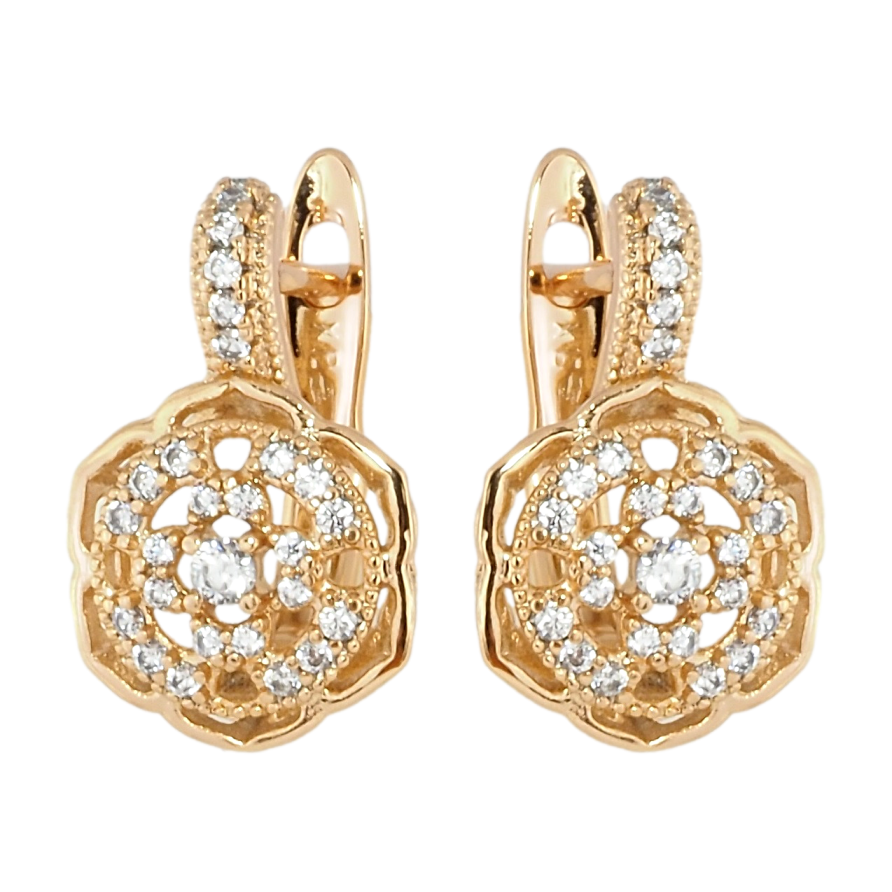 Серьги Xuping Позолота 18K английский замок Цветы инкрустация цирконием фото №1