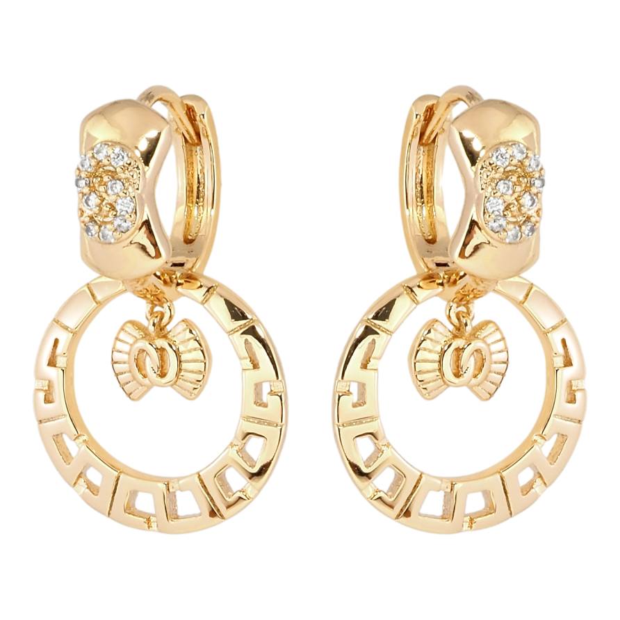 Серьги Xuping Позолота 18K Резные круги с бабочками фото №1 Серьги Xuping Позолота 18K Резные круги с бабочками фото №1