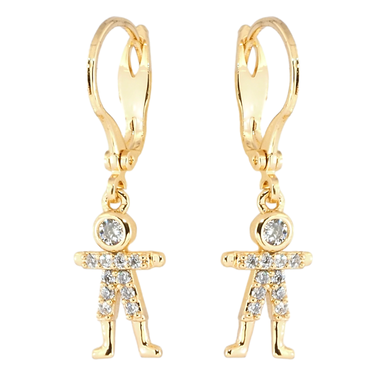 Серьги Xuping Позолота 18K подвески Человечки с кристаллами фото №1