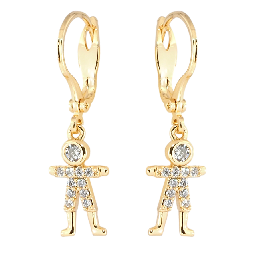 Серьги Xuping Позолота 18K подвески Человечки с кристаллами фото №1