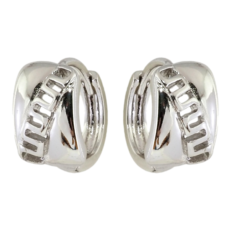 Серьги Xuping Родий колечки Прямоугольники с резным меандровым орнаментом фото №7 Серьги Xuping Родий колечки Прямоугольники с резным меандровым орнаментом фото №7