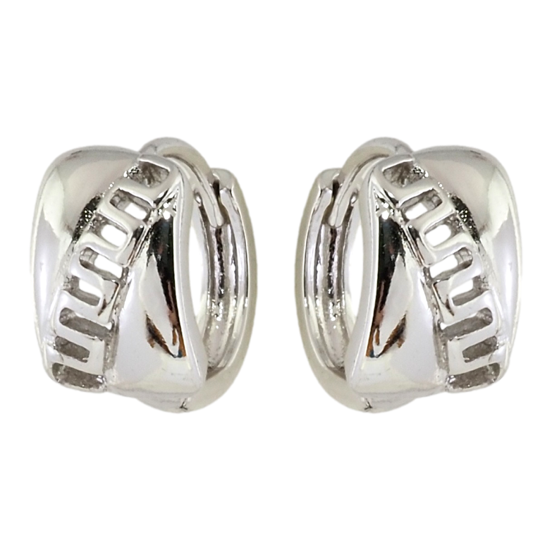 Серьги Xuping Родий колечки Прямоугольники с резным меандровым орнаментом фото №1 Серьги Xuping Родий колечки Прямоугольники с резным меандровым орнаментом фото №1