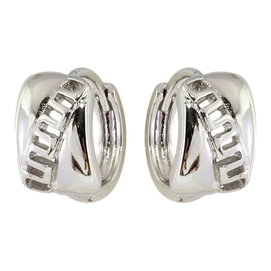 Серьги Xuping Родий колечки Прямоугольники с резным меандровым орнаментом фото №1 Серьги Xuping Родий колечки Прямоугольники с резным меандровым орнаментом фото №1