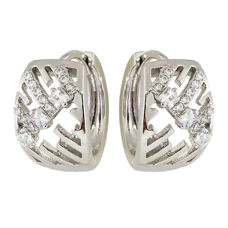 Сережки Xuping Родій колечка Декоративний орнамент із цирконієм фото №1 Сережки Xuping Родій колечка Декоративний орнамент із цирконієм фото №1