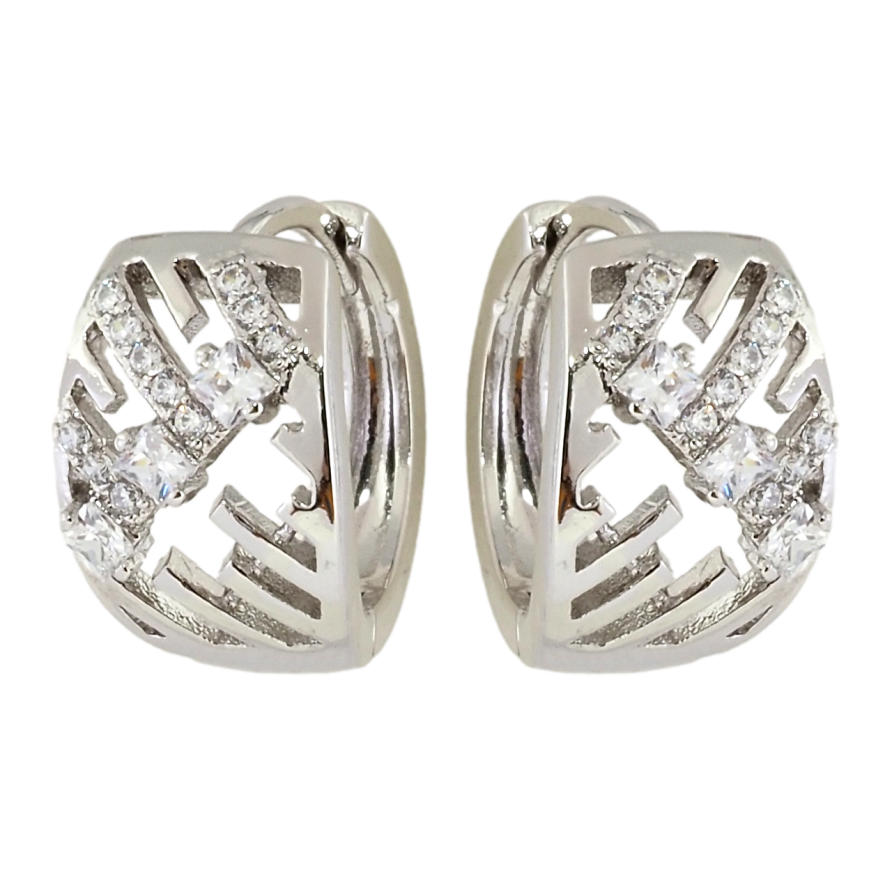 Серьги Xuping Родий колечки Декоративный орнамент с цирконием фото №1 Серьги Xuping Родий колечки Декоративный орнамент с цирконием фото №1