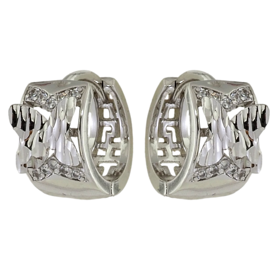 Серьги Xuping Родий колечки Бабочки с насечками и цирконием фото №1