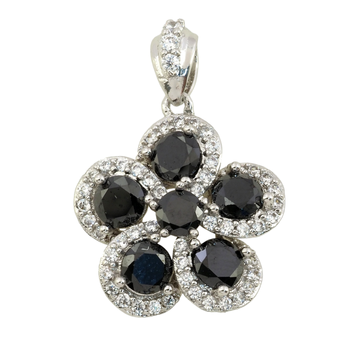Кулон Xuping Родій Квітка з чорними фіанітами і цирконієм для ланцюжка до 3мм фото №15