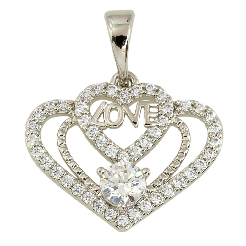 Кулон Xuping Родій Декоративне серце з цирконієм для ланцюжка до 5мм фото №1