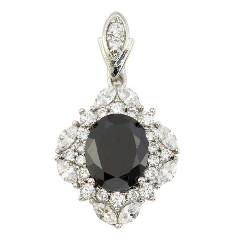 Кулон Xuping Родій Елегантність з чорним фіанітом і цирконієм для ланцюжка до 5мм. фото №1 Кулон Xuping Родій Елегантність з чорним фіанітом і цирконієм для ланцюжка до 5мм. фото №1