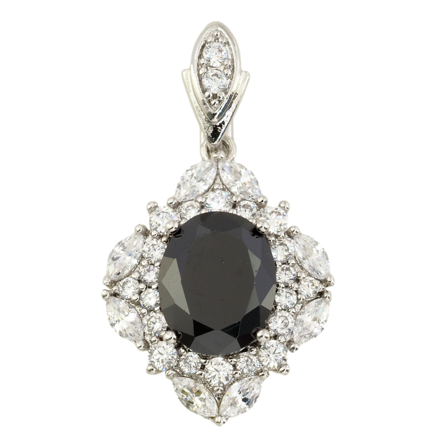 Кулон Xuping Родий Элегантность с черным фианитом и цирконием для цепочки до 5мм фото №1