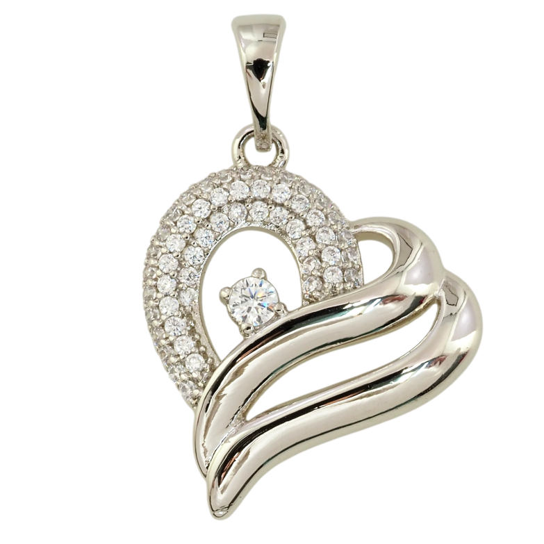 Кулон Xuping Родій Декоративне серце з цирконієм для ланцюжка до 5мм фото №1 Кулон Xuping Родій Декоративне серце з цирконієм для ланцюжка до 5мм фото №1