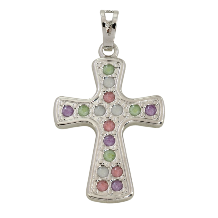 Кулон Xuping Родий Крест с узором цветной эмалью для цепочки до 5мм фото №10 Кулон Xuping Родий Крест с узором цветной эмалью для цепочки до 5мм фото №10
