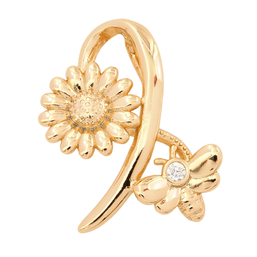 Кулон Xuping Позолота 18K Квіточка з бджолою для ланцюжка до 3мм фото №1 Кулон Xuping Позолота 18K Квіточка з бджолою для ланцюжка до 3мм фото №1