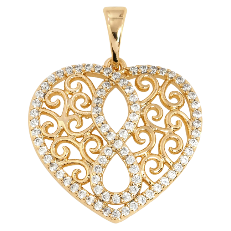 Кулон Xuping Позолота 18K Ажурне серце з цирконієм для ланцюжка до 5мм фото №7