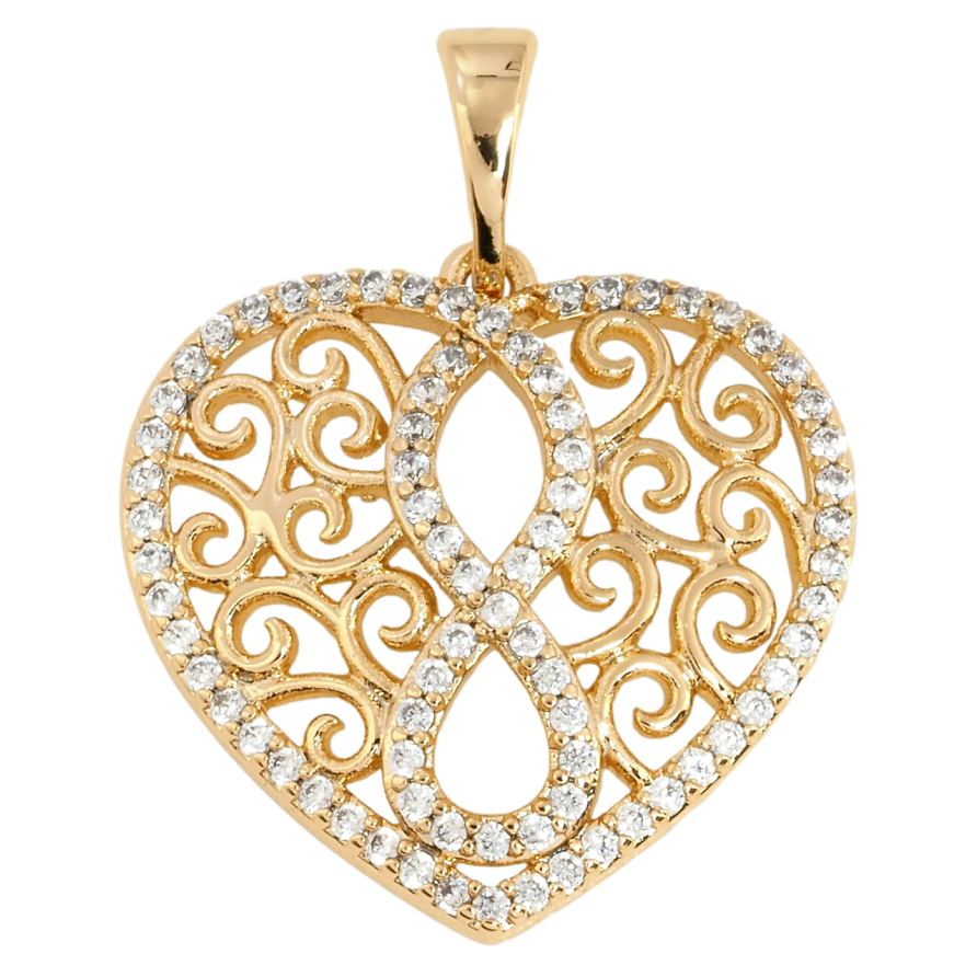Кулон Xuping Позолота 18K Ажурне серце з цирконієм для ланцюжка до 5мм фото №1 Кулон Xuping Позолота 18K Ажурне серце з цирконієм для ланцюжка до 5мм фото №1